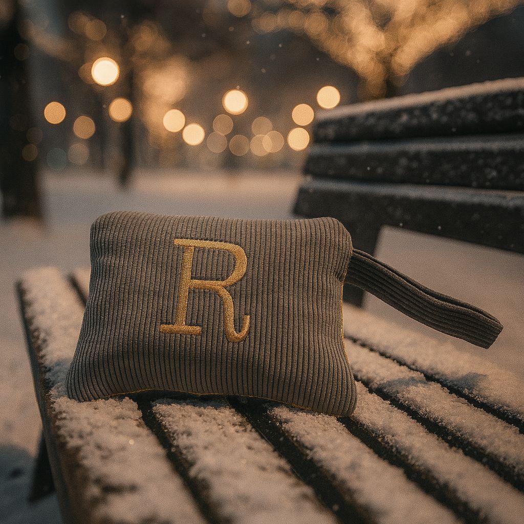 Pochette con Cifra Velluto Grigia
