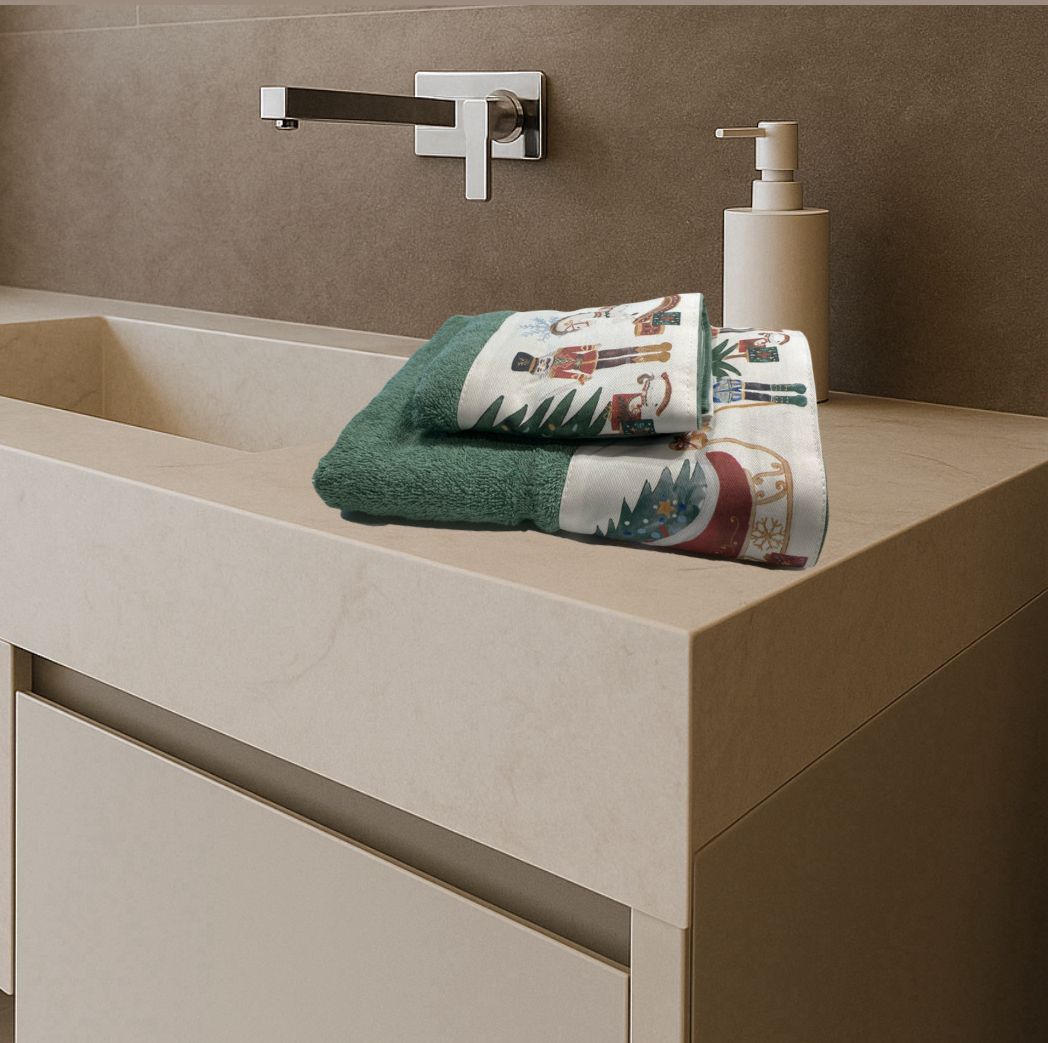 Set asciugamani 1+1 viso e ospite motivo natalizio