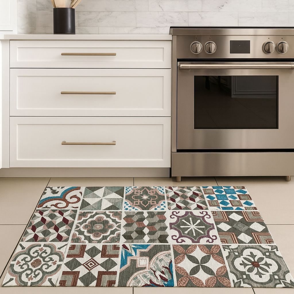 Tappeto Arredo Maioliche Grigio Caldo