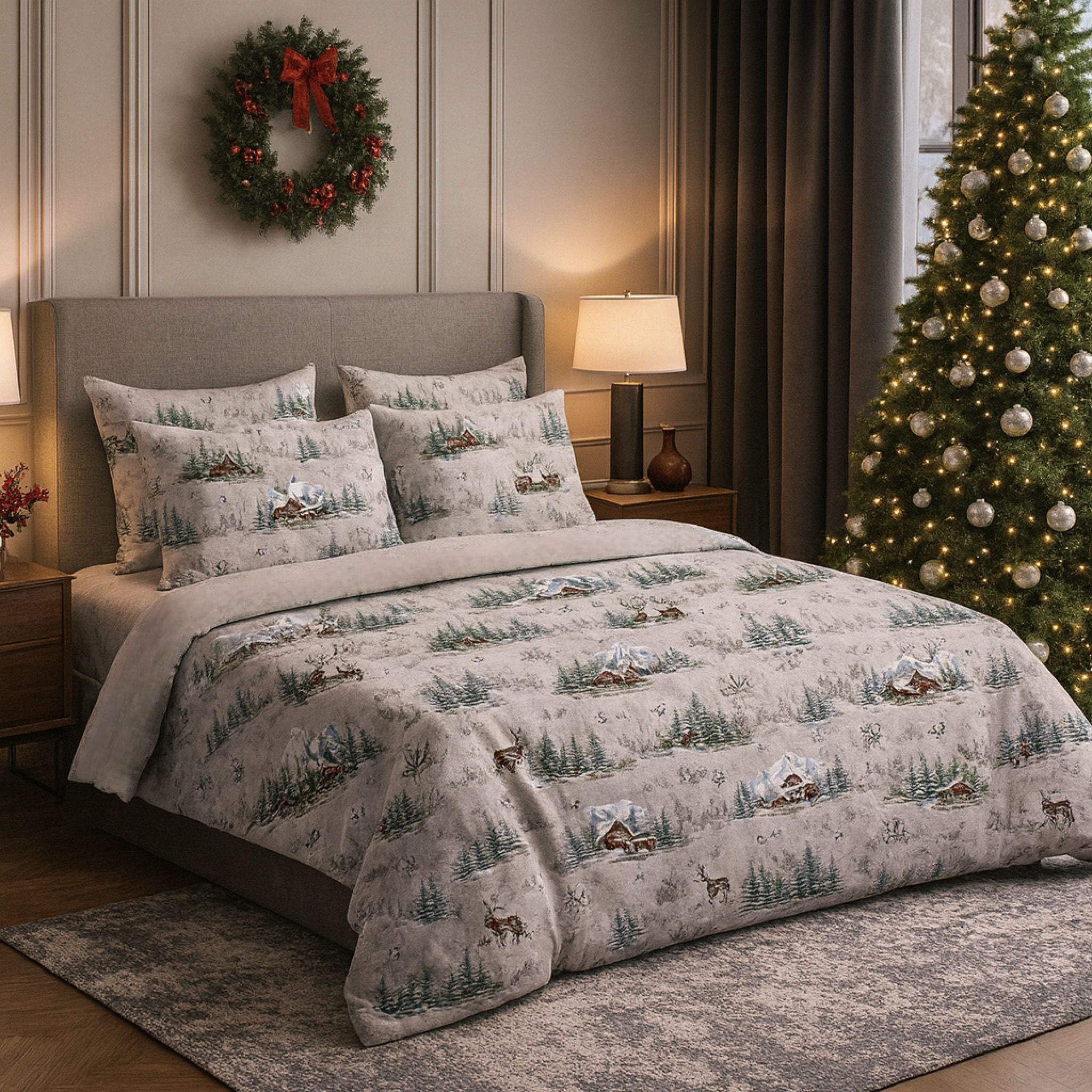 Parure copripiumino e federe Chalet e cerbiatti