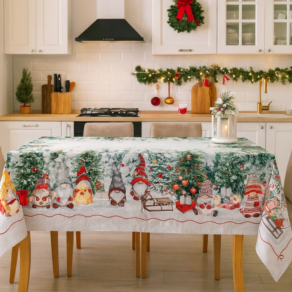 Tovaglia Natale Elfi Nel Bosco