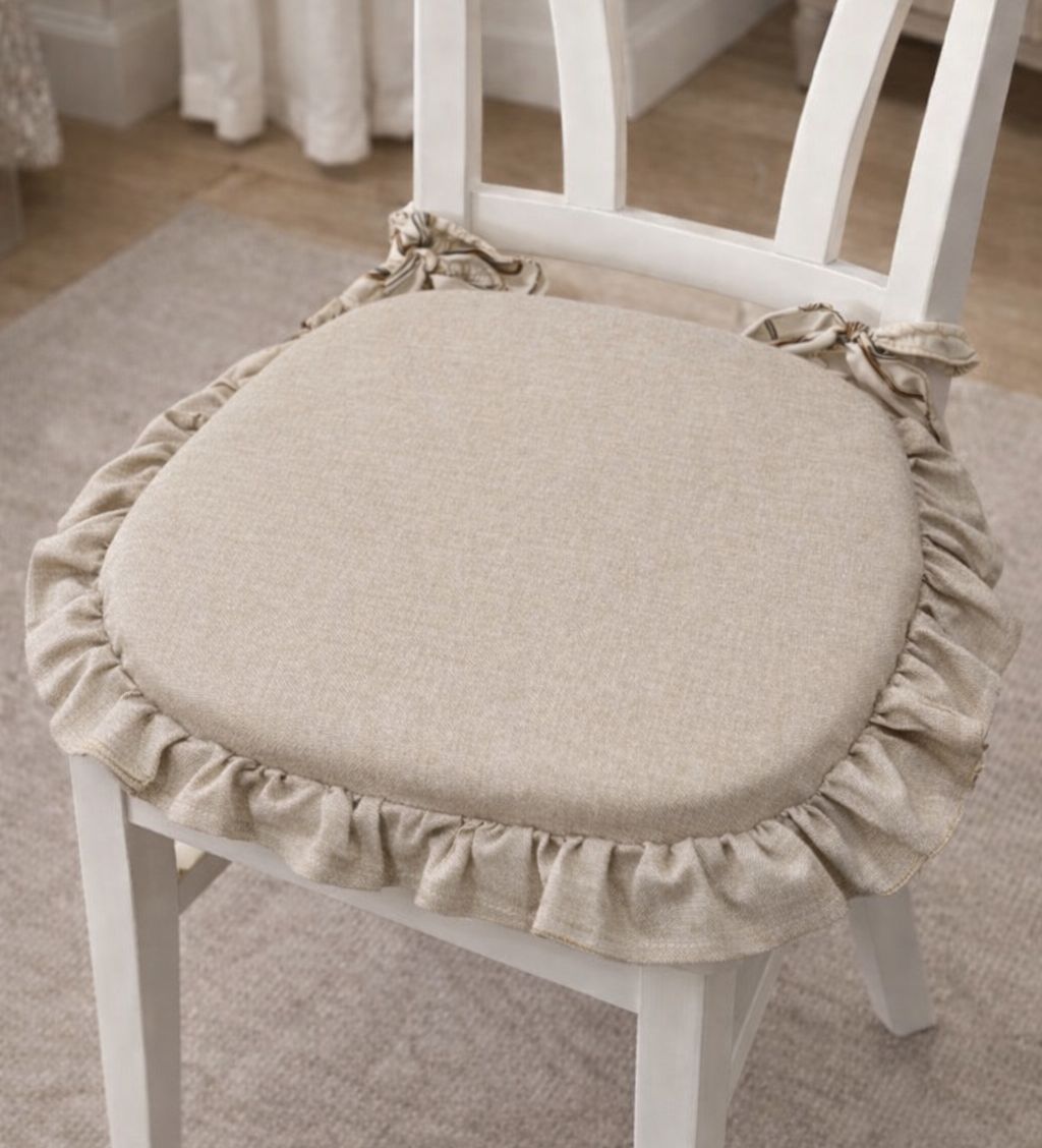 Cuscino da Sedia sfoderabile sagomato con gala Tinta Unita