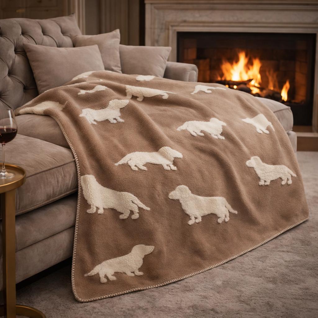 Plaid in lana cotta con sherpa Blanc Mariclo' Cani