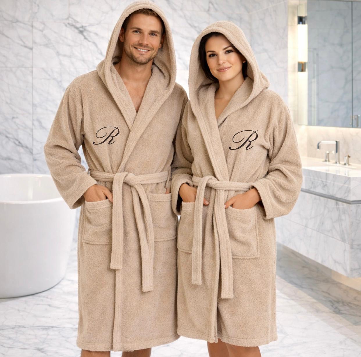 Accappatoio Unisex GREIGE in SPUGNA Gabel con Iniziale Personalizzata