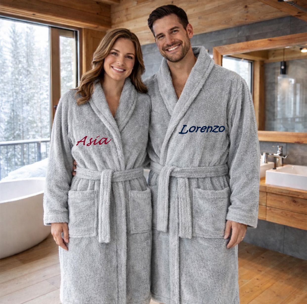 Accappatoio Unisex MISTRAL In Spugna Joly GRIGIO PERLA Con Nome Personalizzato