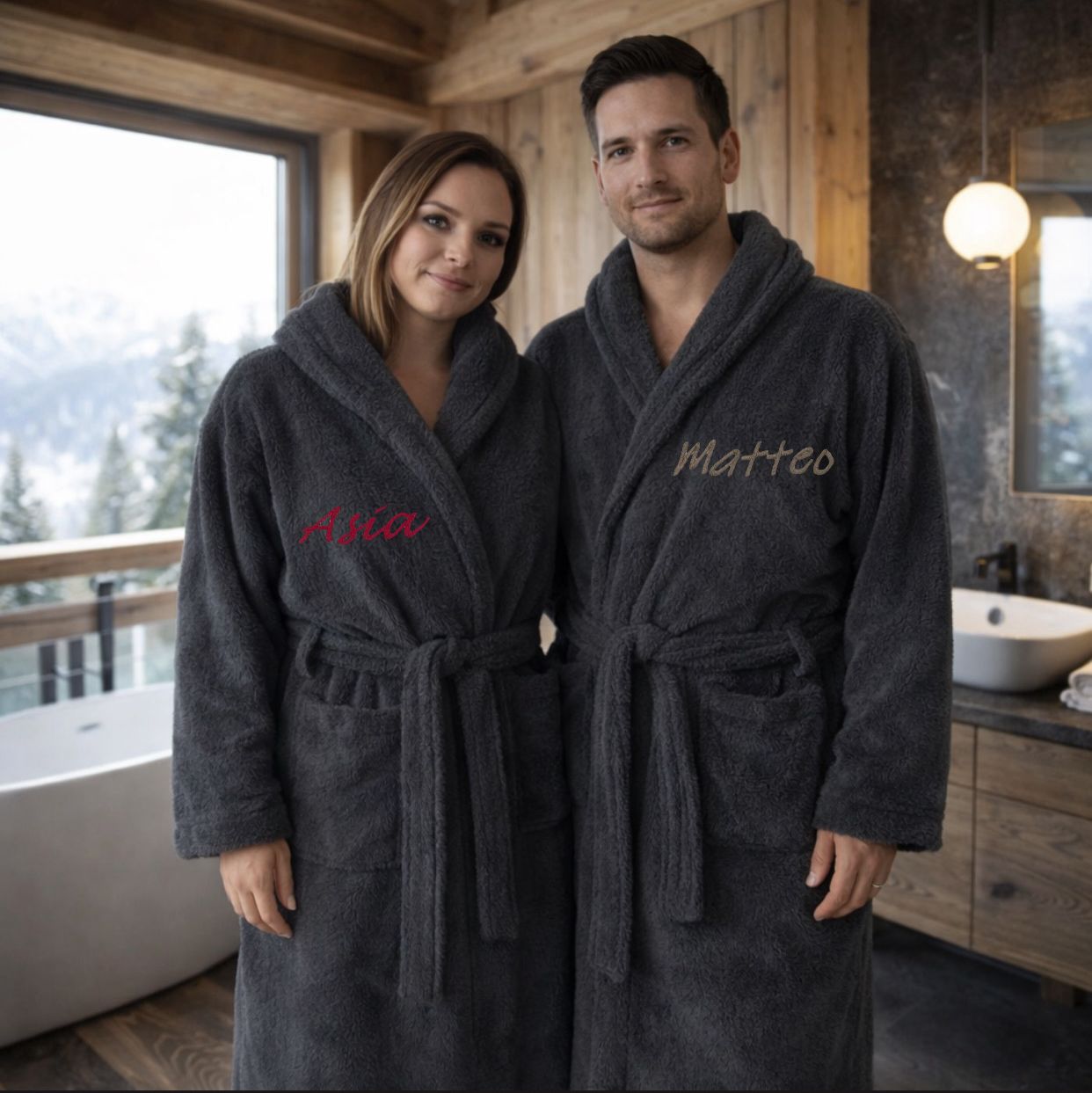 Accappatoio Unisex MISTRAL In Spugna Joly GRAFITE Con Nome Personalizzato