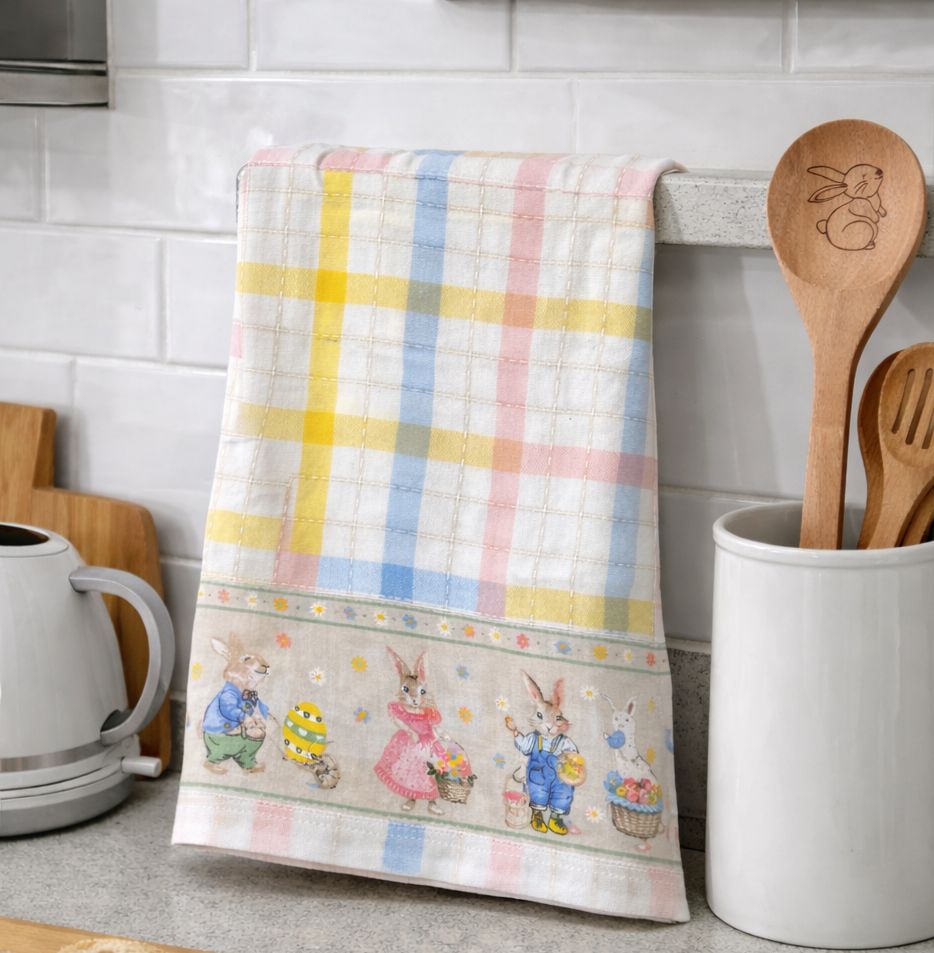 Set strofinaccio+ cucchiaio legno coniglietti pasquali