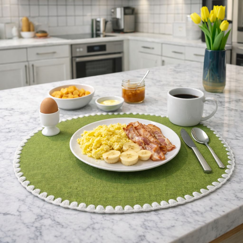 Tovaglietta americana rotonda in tessuto effetto lino