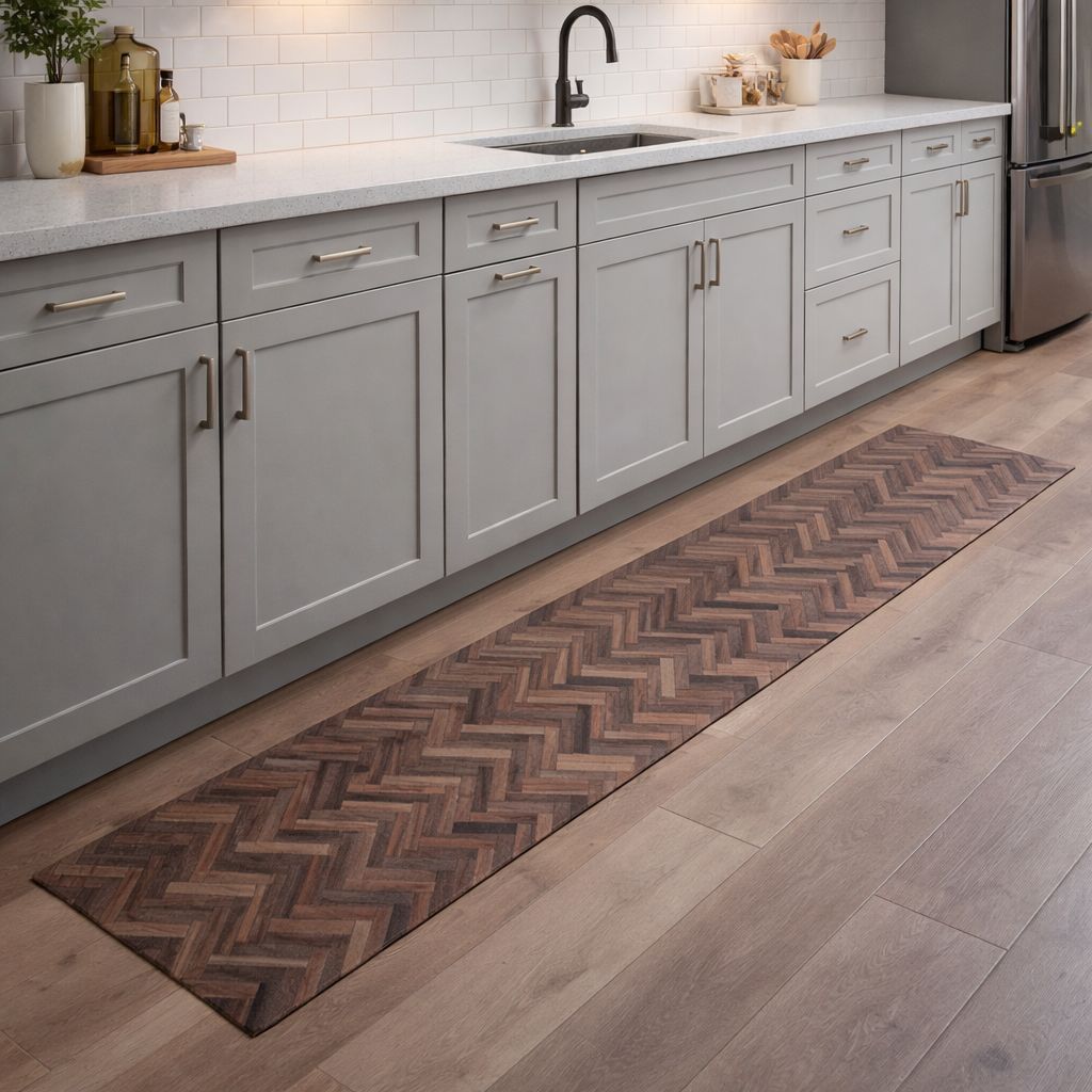 Tappeto In Vinile Al taglio Legno Intrecciato