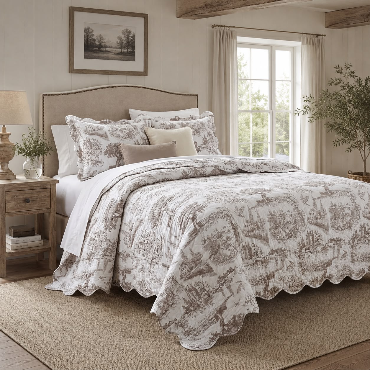 Trapuntina Blanc Mariclo' Toile de Jouy con gala