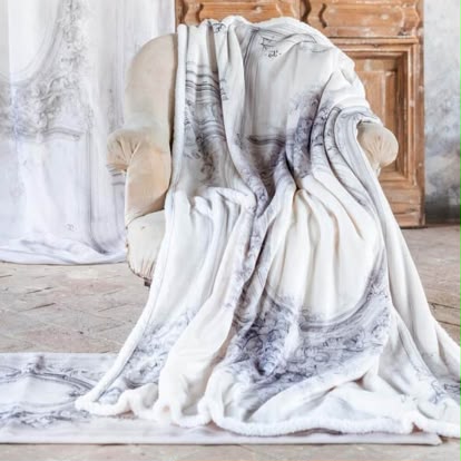 Plaid Barocco con sherpa Blanc Mariclo'