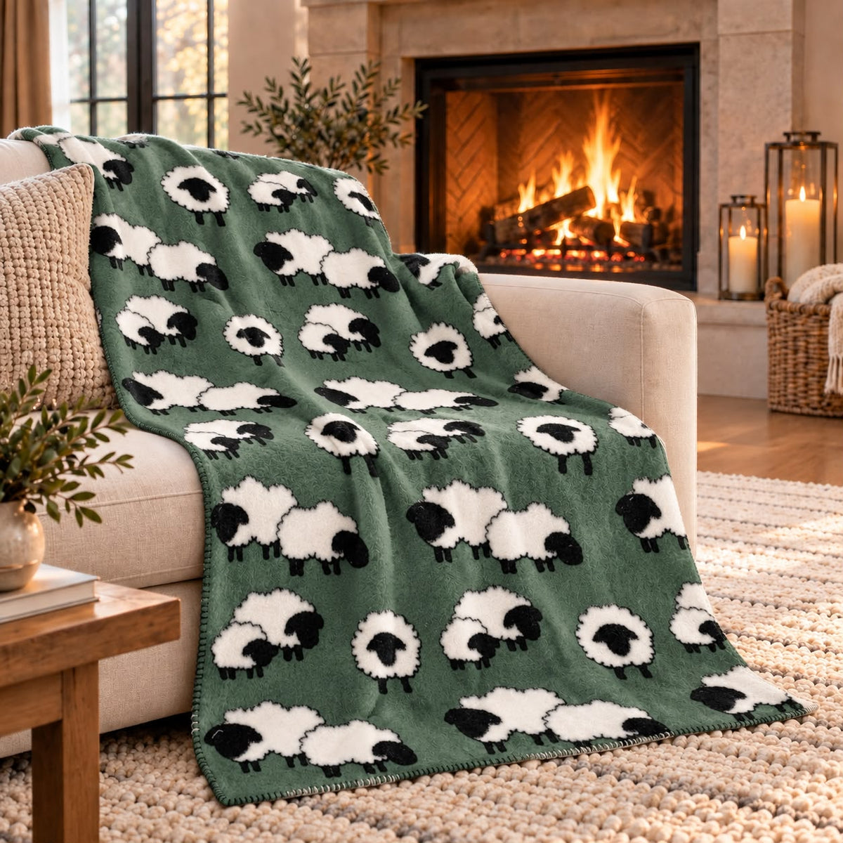 Set plaid wool effect in lana cotta + borsa pecorelle