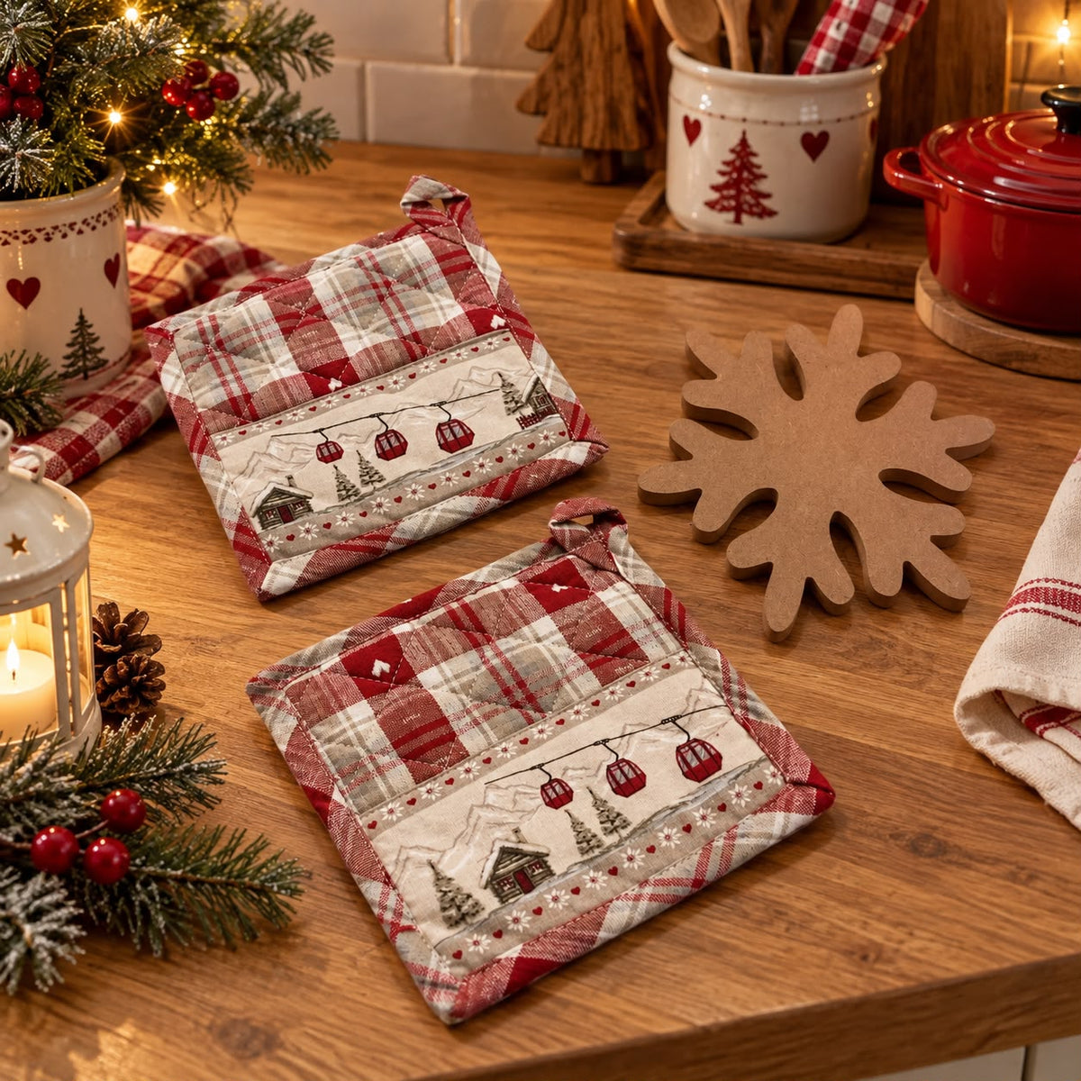 Set 2 presine + decorazione fiocco di neve