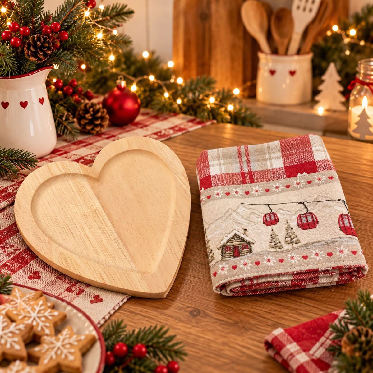 Set strofinaccio + cuore in legno