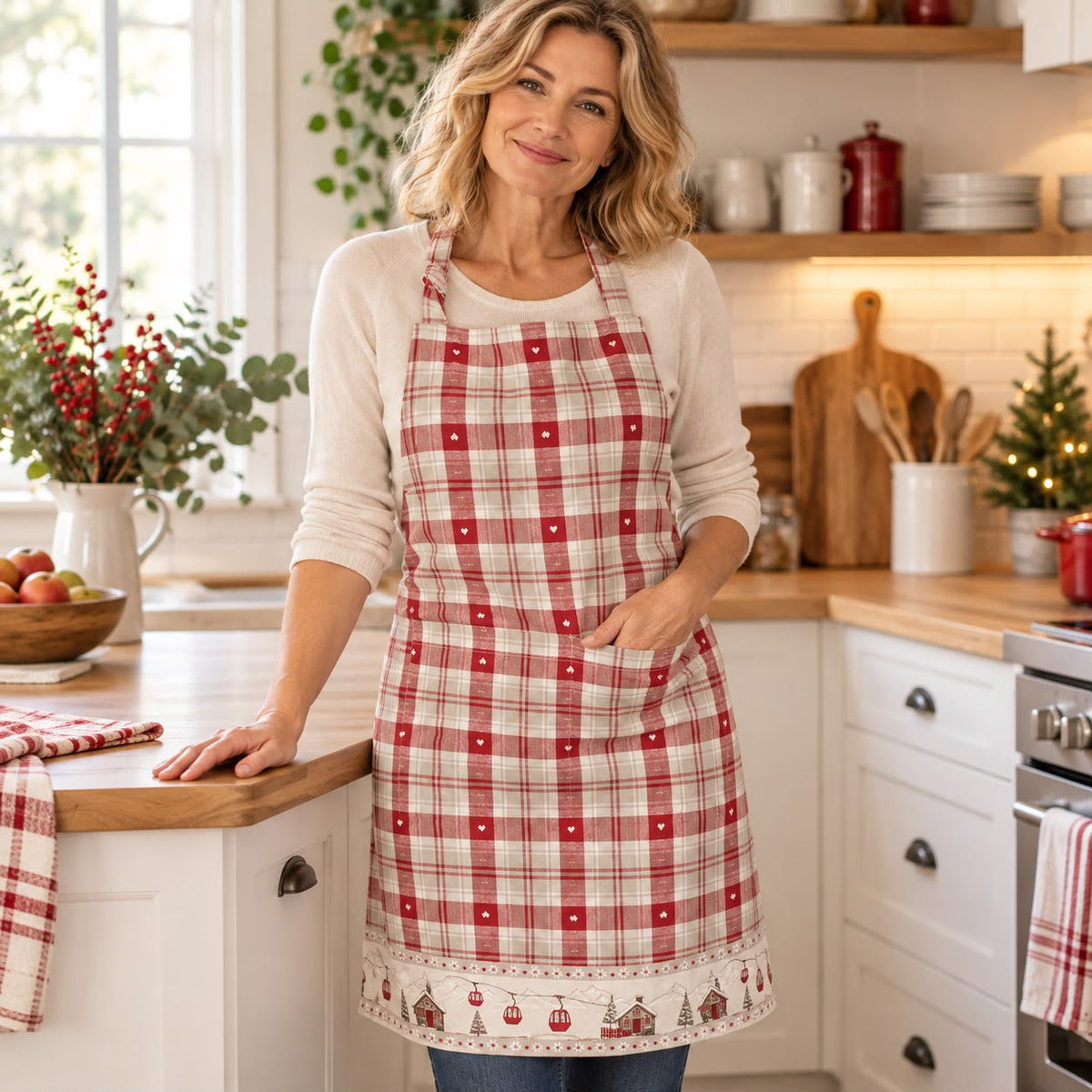 Grembiule da cucina con casette