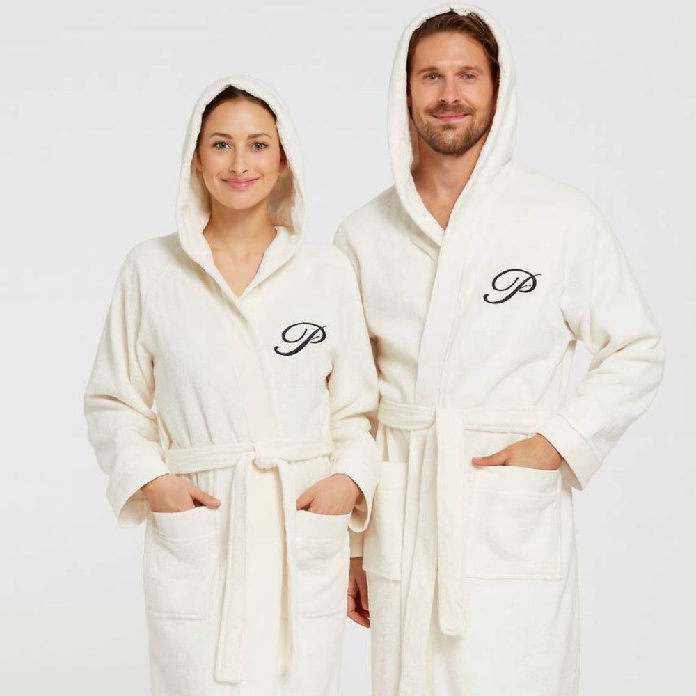 Accappatoio Unisex In Spugna Joly AVORIO Con Iniziale Personalizzata