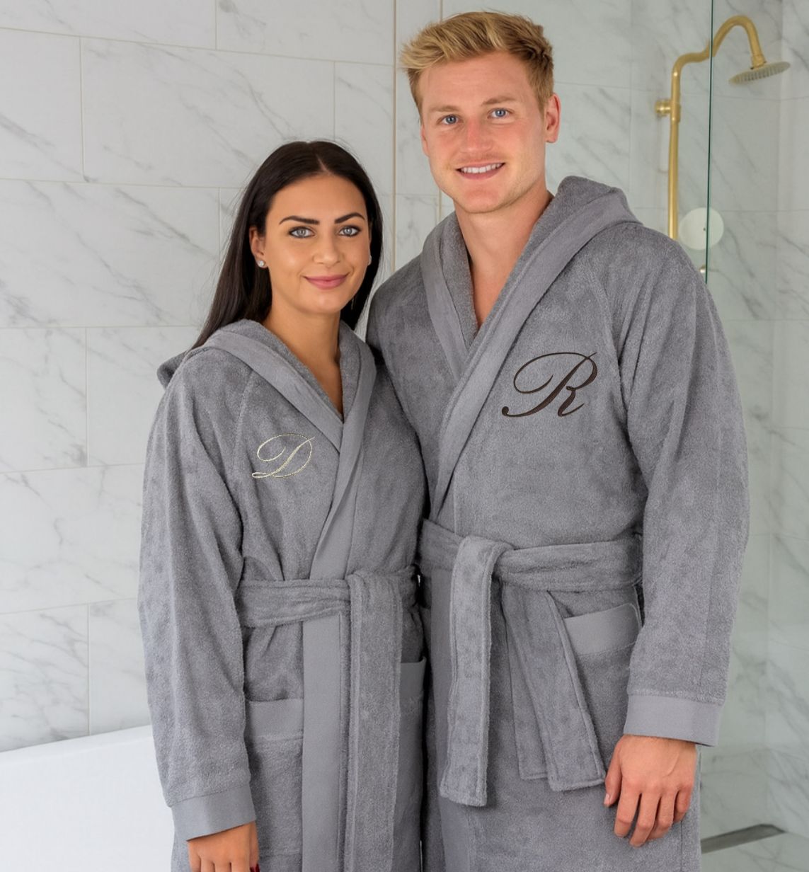 Accappatoio Unisex In Spugna Joly GRIGIO Con Iniziale Personalizzata