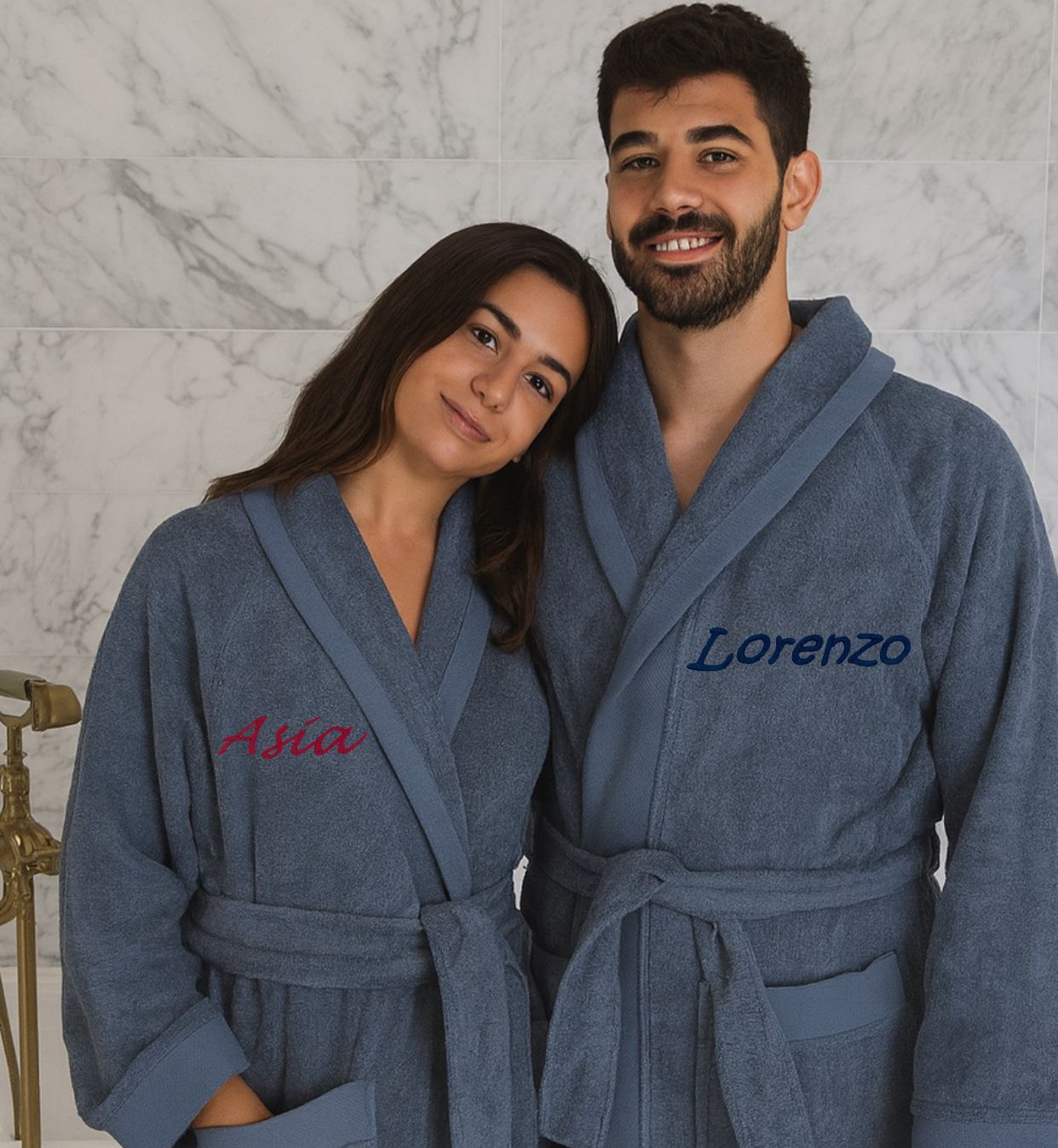 Accappatoio Unisex In Spugna Joly DENIM Con Nome Personalizzato