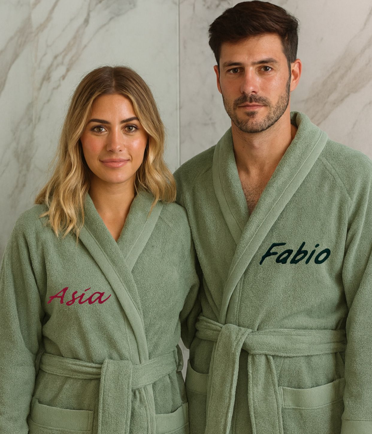 Accappatoio Unisex In Spugna Joly VERDE Con Nome Personalizzato