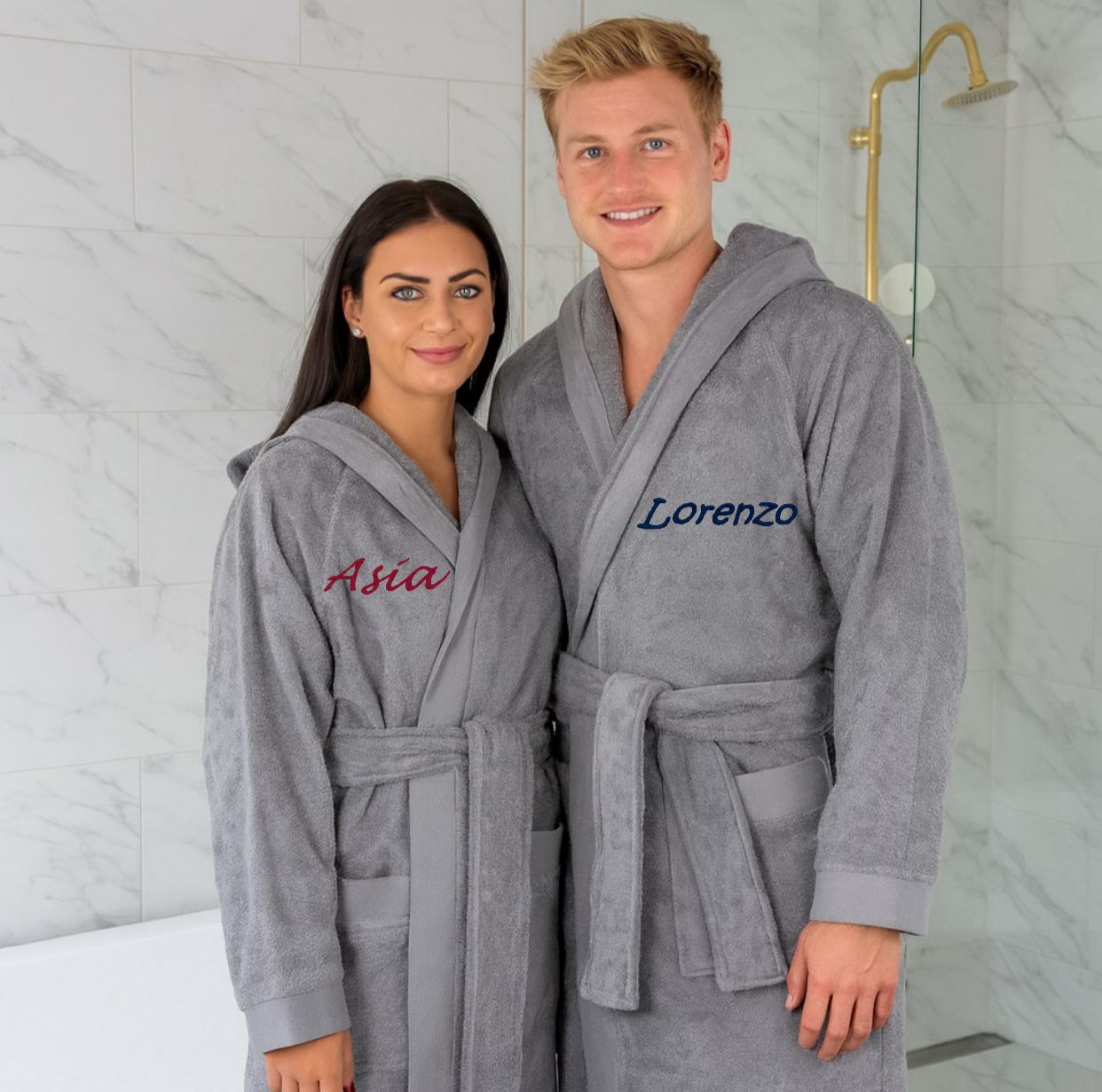 Accappatoio Unisex In Spugna Joly GRIGIO Con Nome Personalizzato