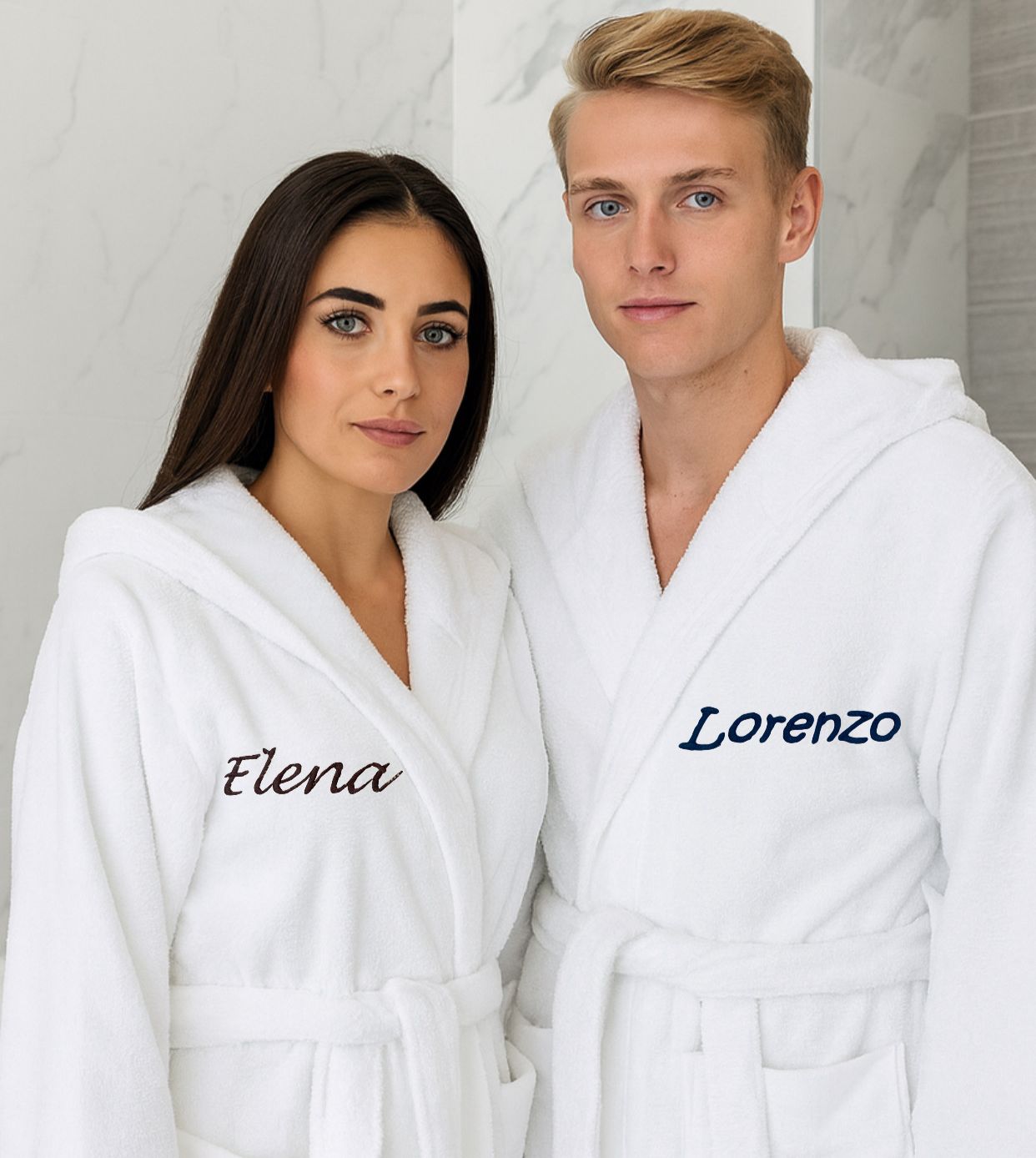 Accappatoio Unisex In Spugna Joly BIANCO Con Nome Personalizzato