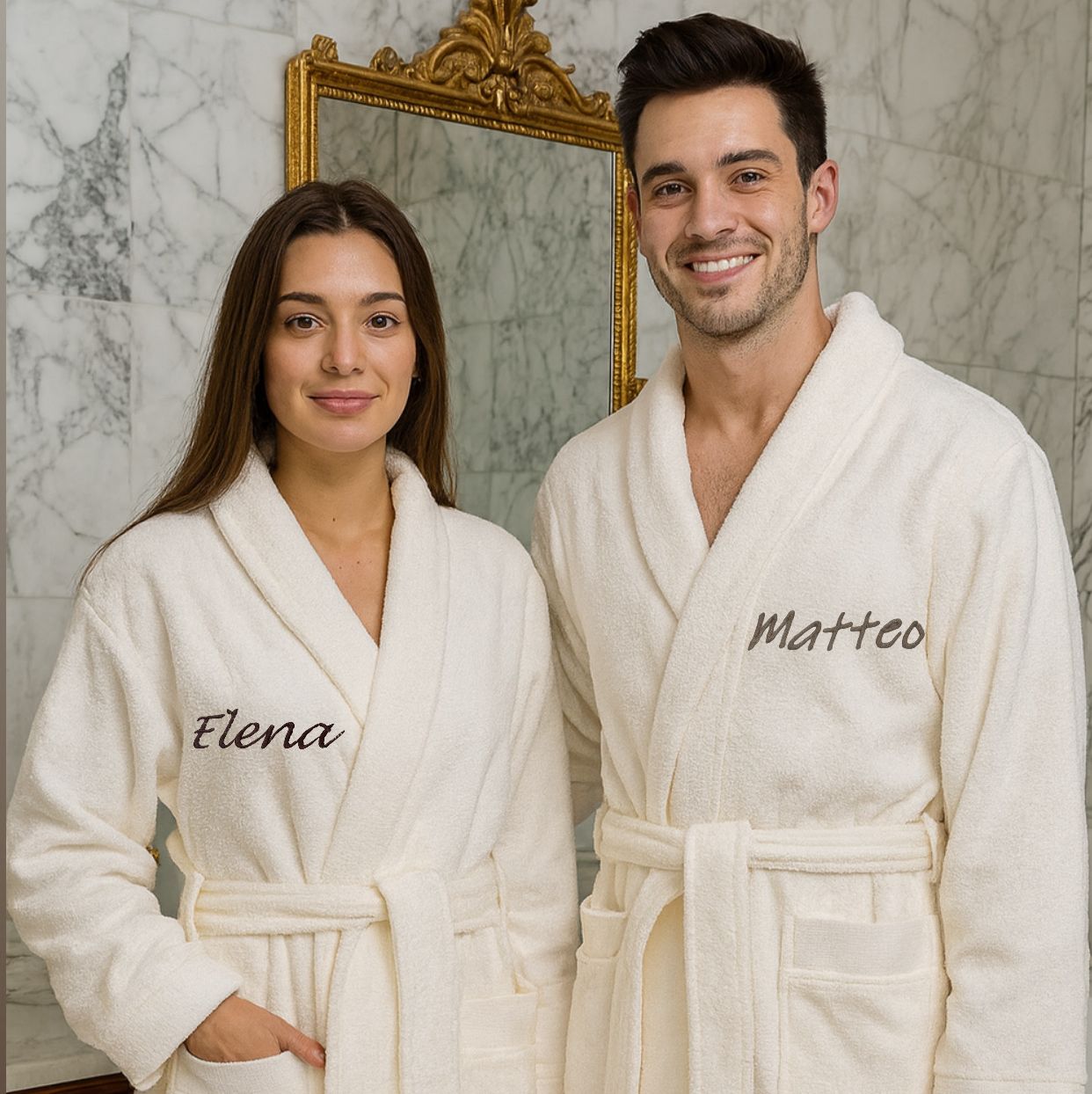 Accappatoio Unisex In Spugna Joly AVORIO Con Nome Personalizzato