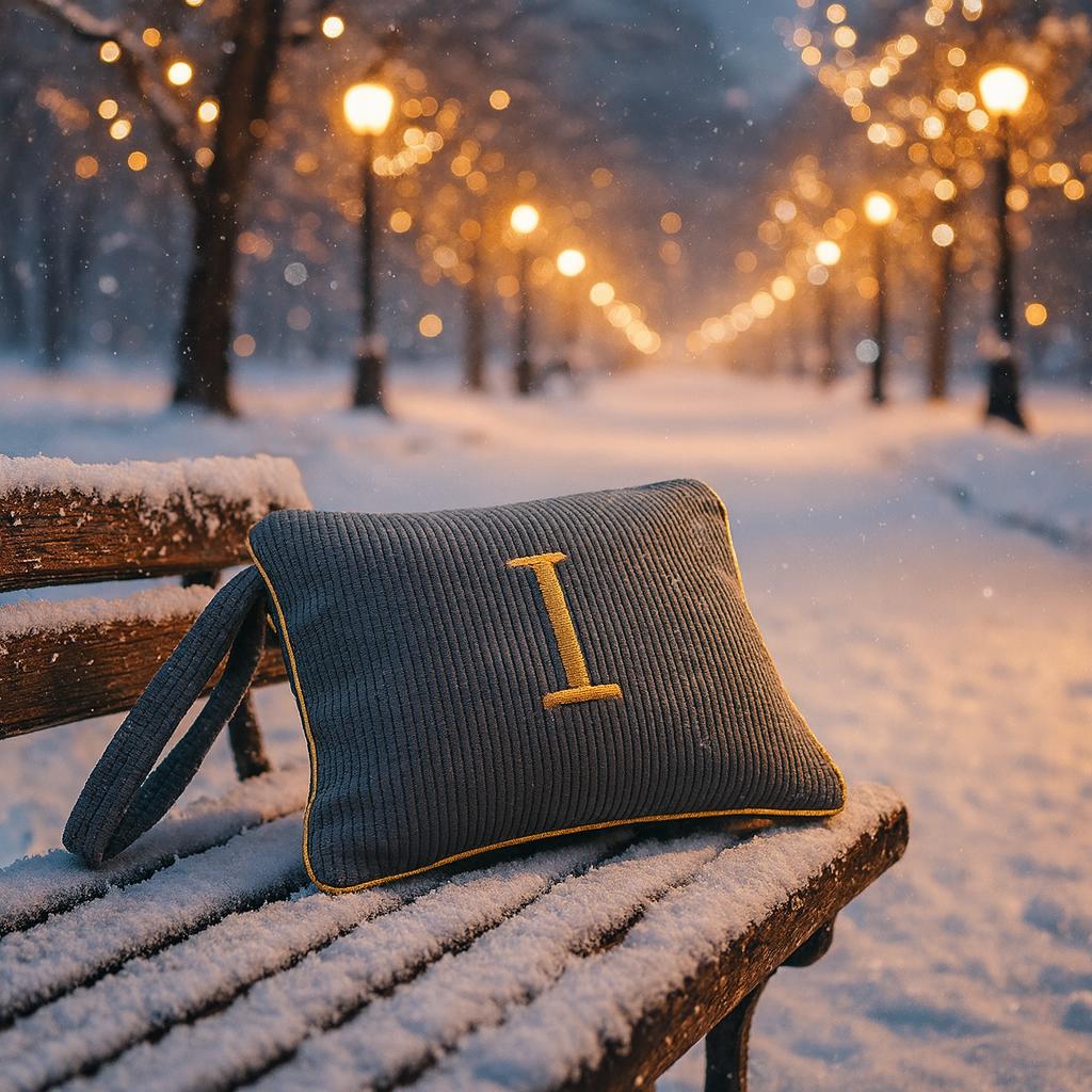 Pochette con Cifra Velluto Grigia