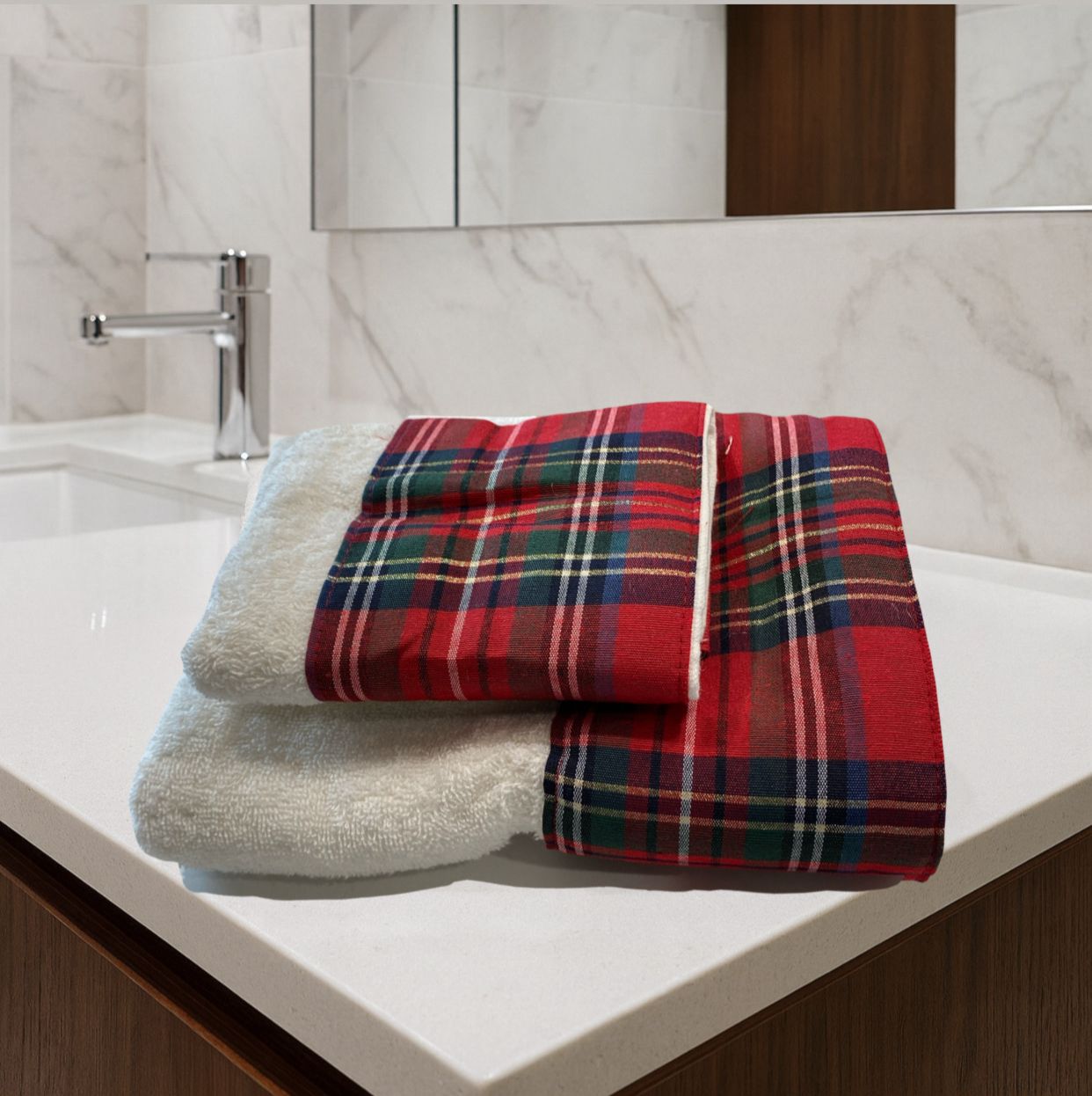 Set asciugamani 1+1 viso e ospite Balza tartan