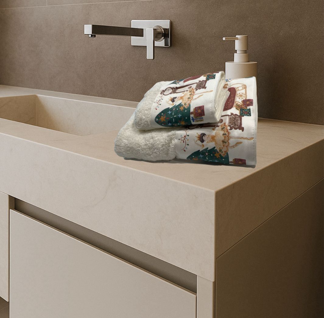 Set asciugamani 1+1 viso e ospite motivo natalizio