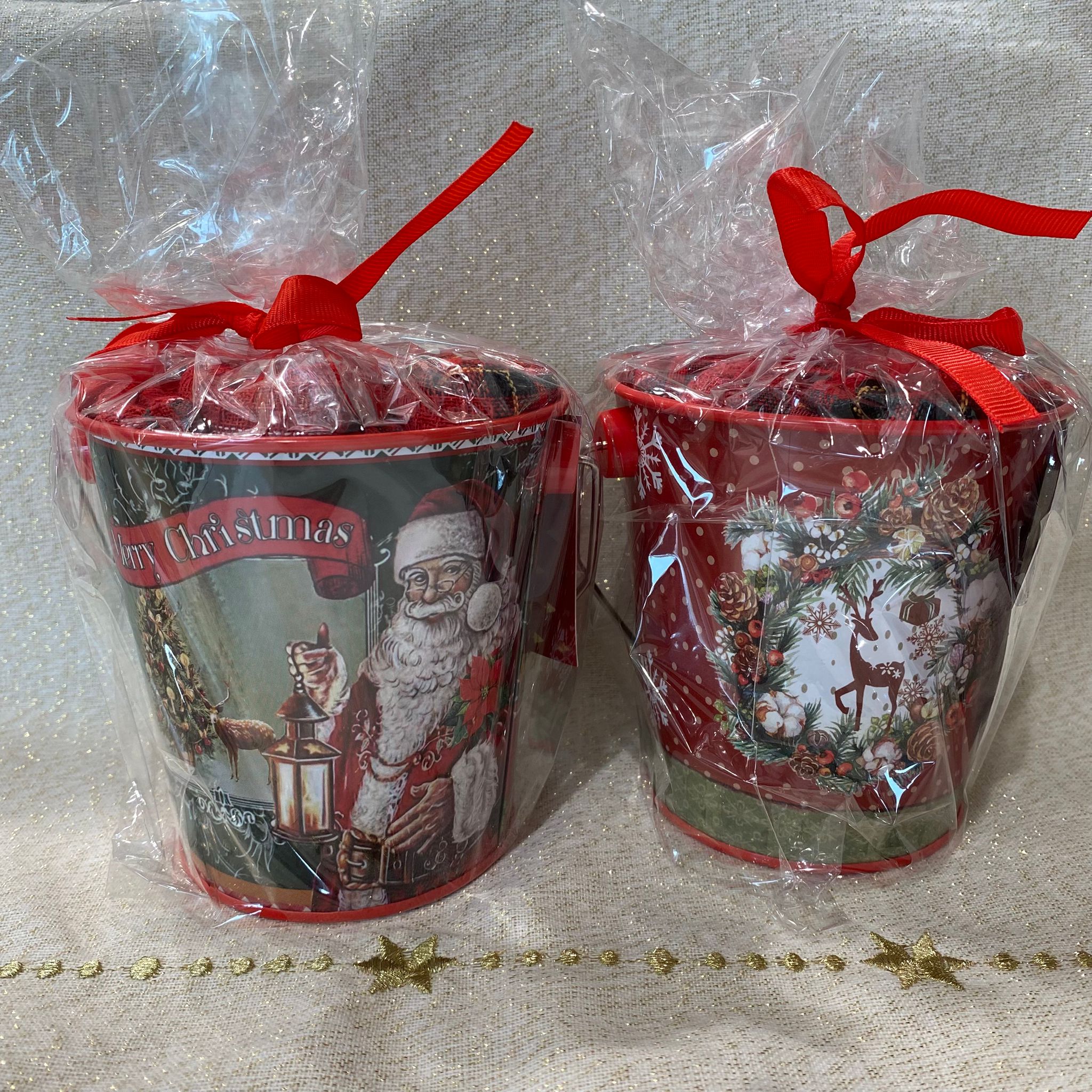 Cestino in latta con 2 canovacci