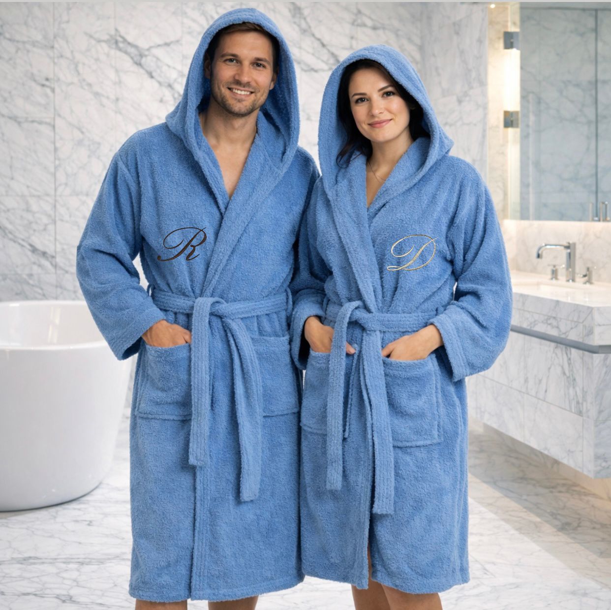 Accappatoio Unisex BLUETTE in SPUGNA Gabel con Iniziale Personalizzata