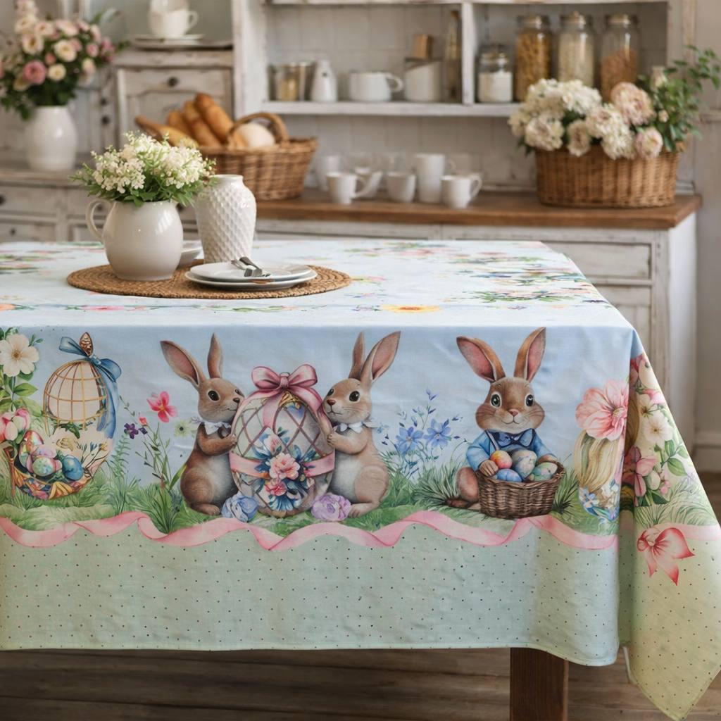 Tovaglia Green Rabbit in stampa digitale cotone