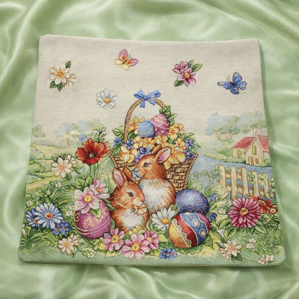 Cuscino arredo Pasqua 40x40 coniglietti e uova