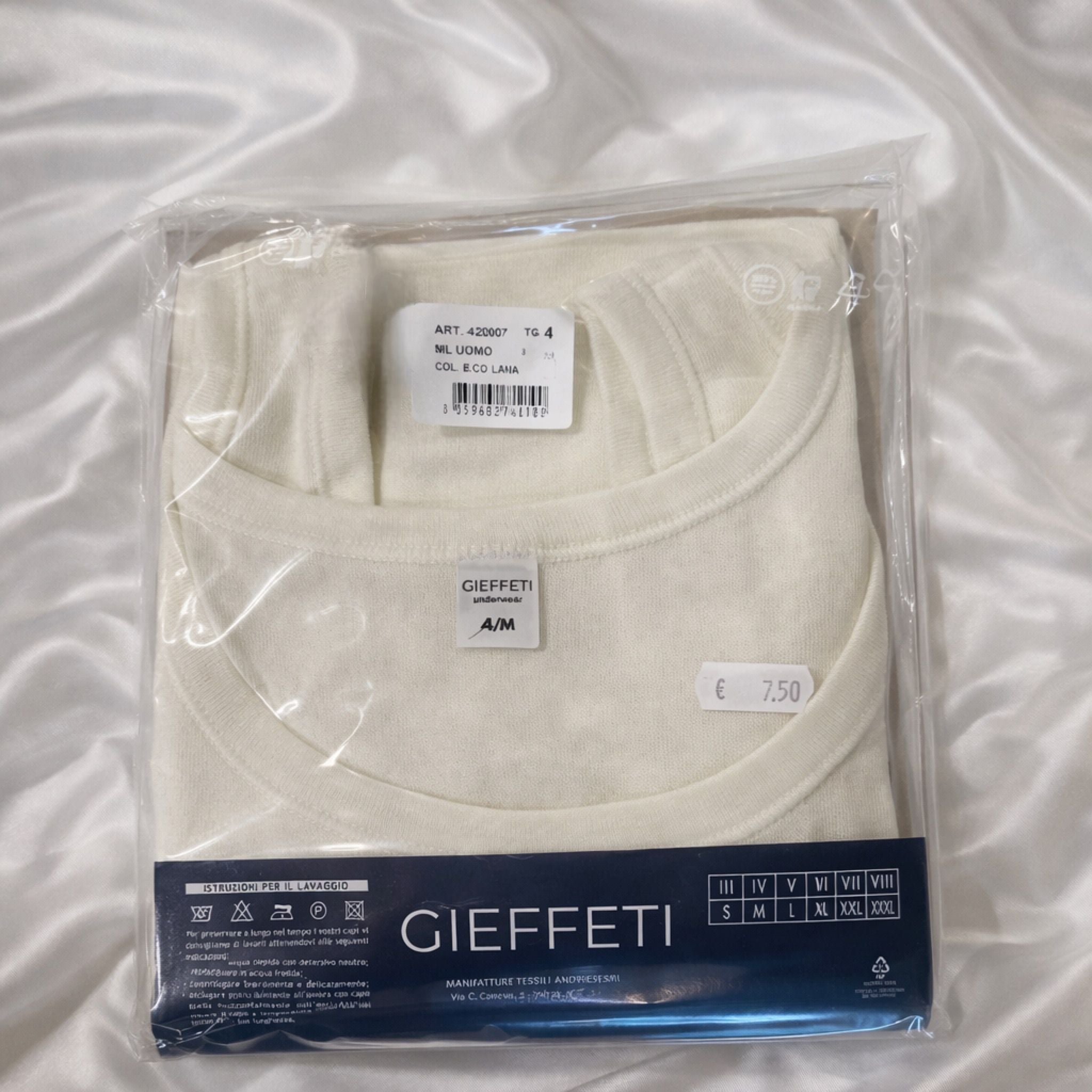 Canotta spalla larga girocollo Lana/cotone 42000 Cieffeti