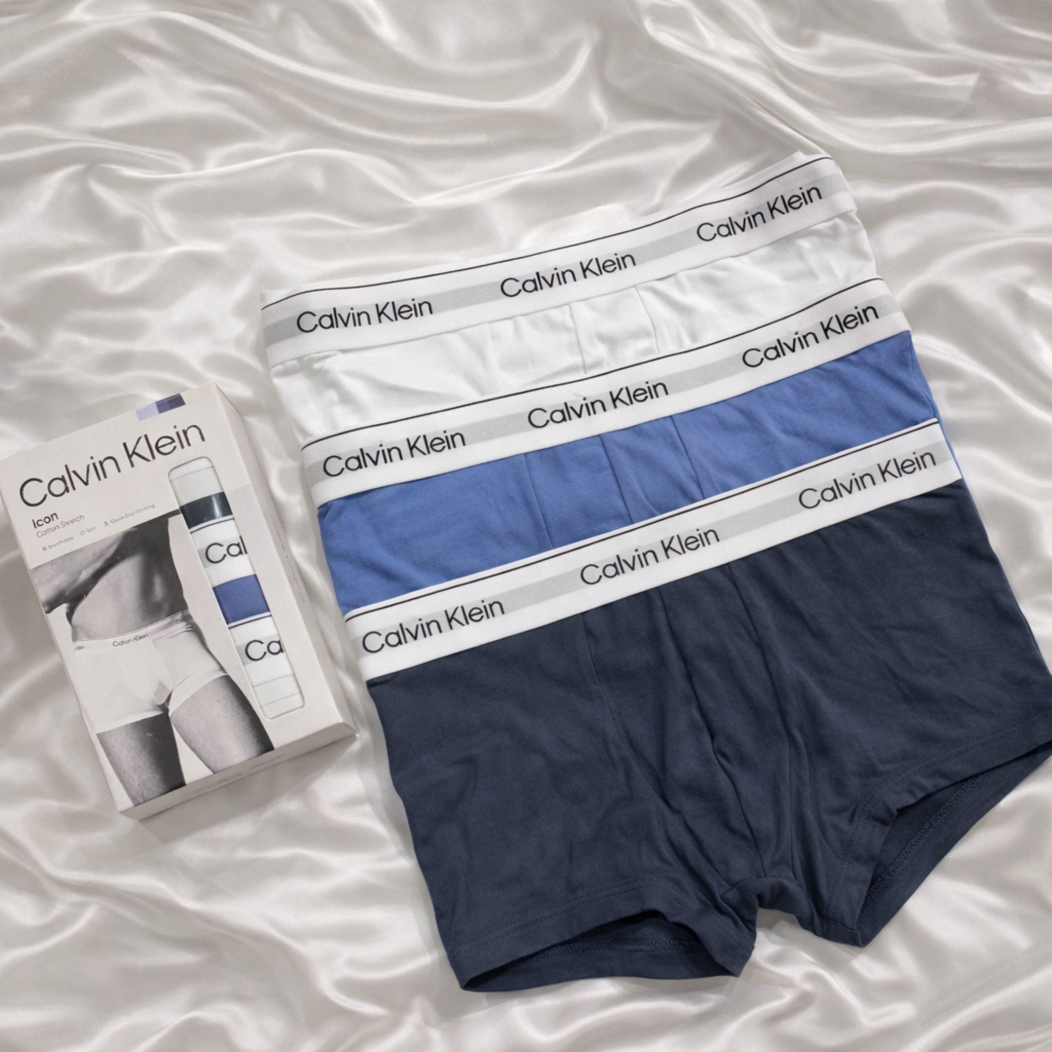 Tris Boxer Calvin Klein Bianco/azzurro/blu
