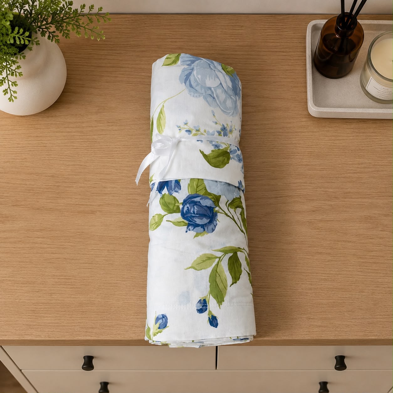Lenzuola Sopra e Federe Garden Blue