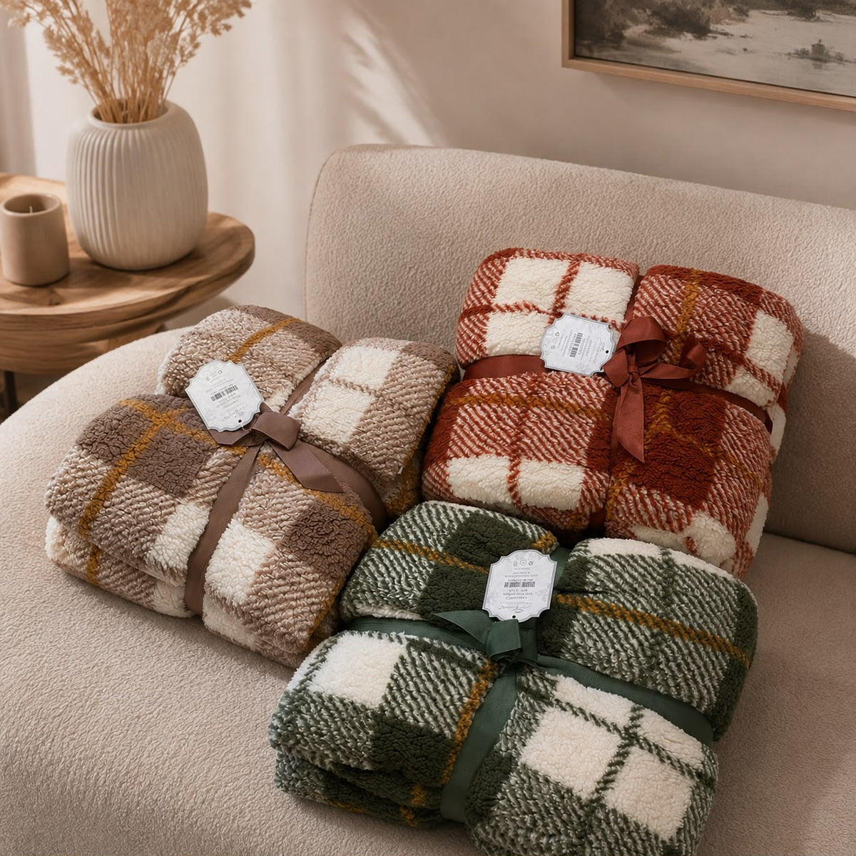 Plaid scozzese con sherpa Blanc Mariclo'