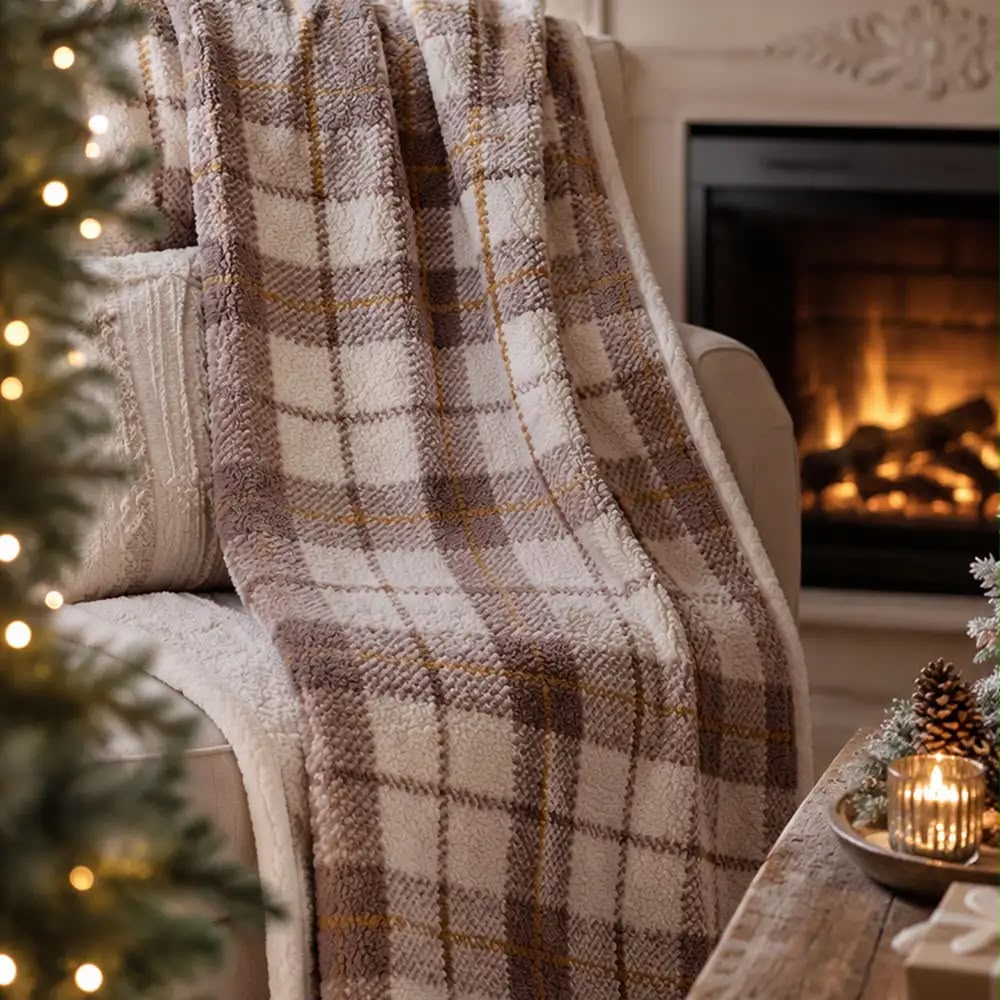 Plaid scozzese con sherpa Blanc Mariclo'