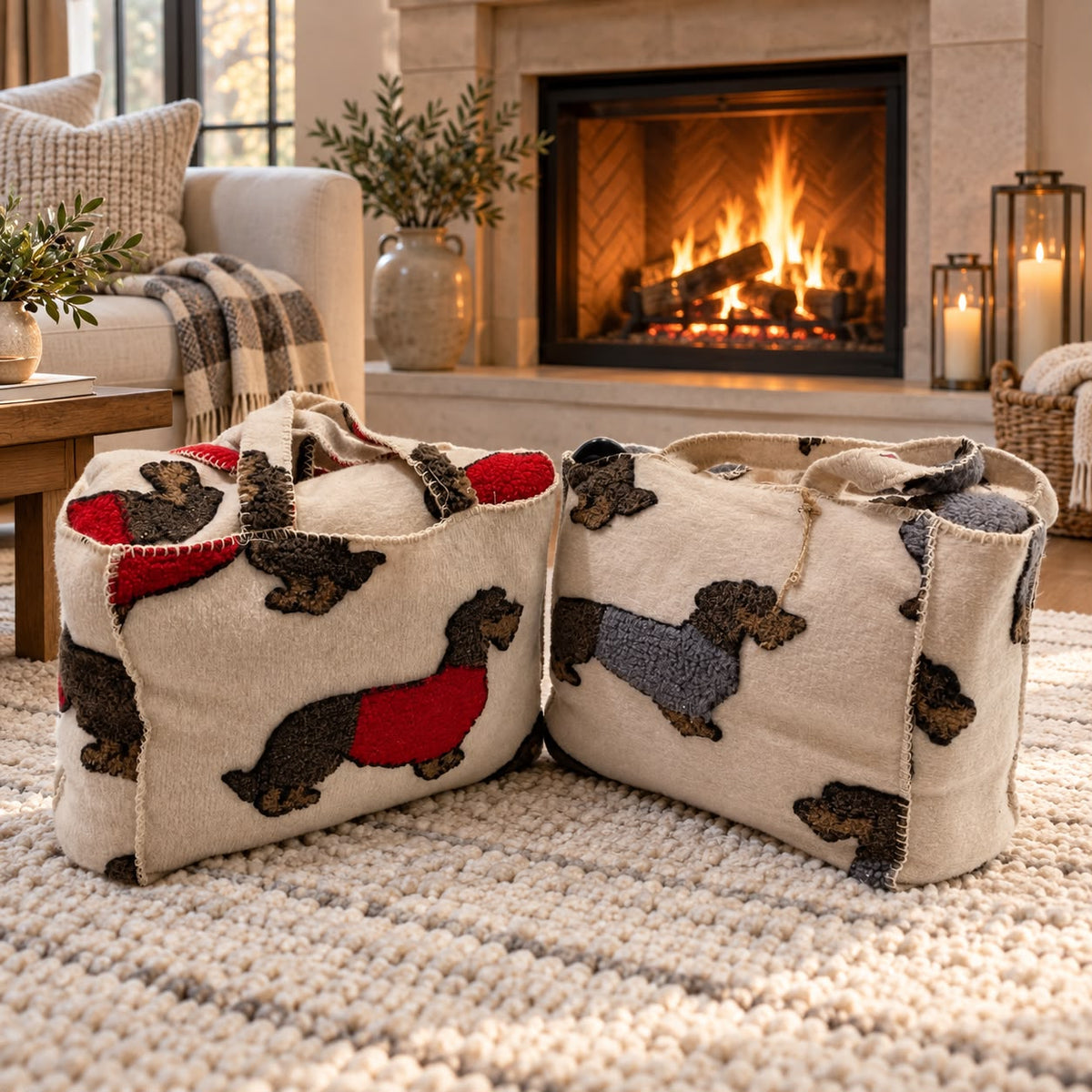 Set plaid wool effect in lana cotta + borsa